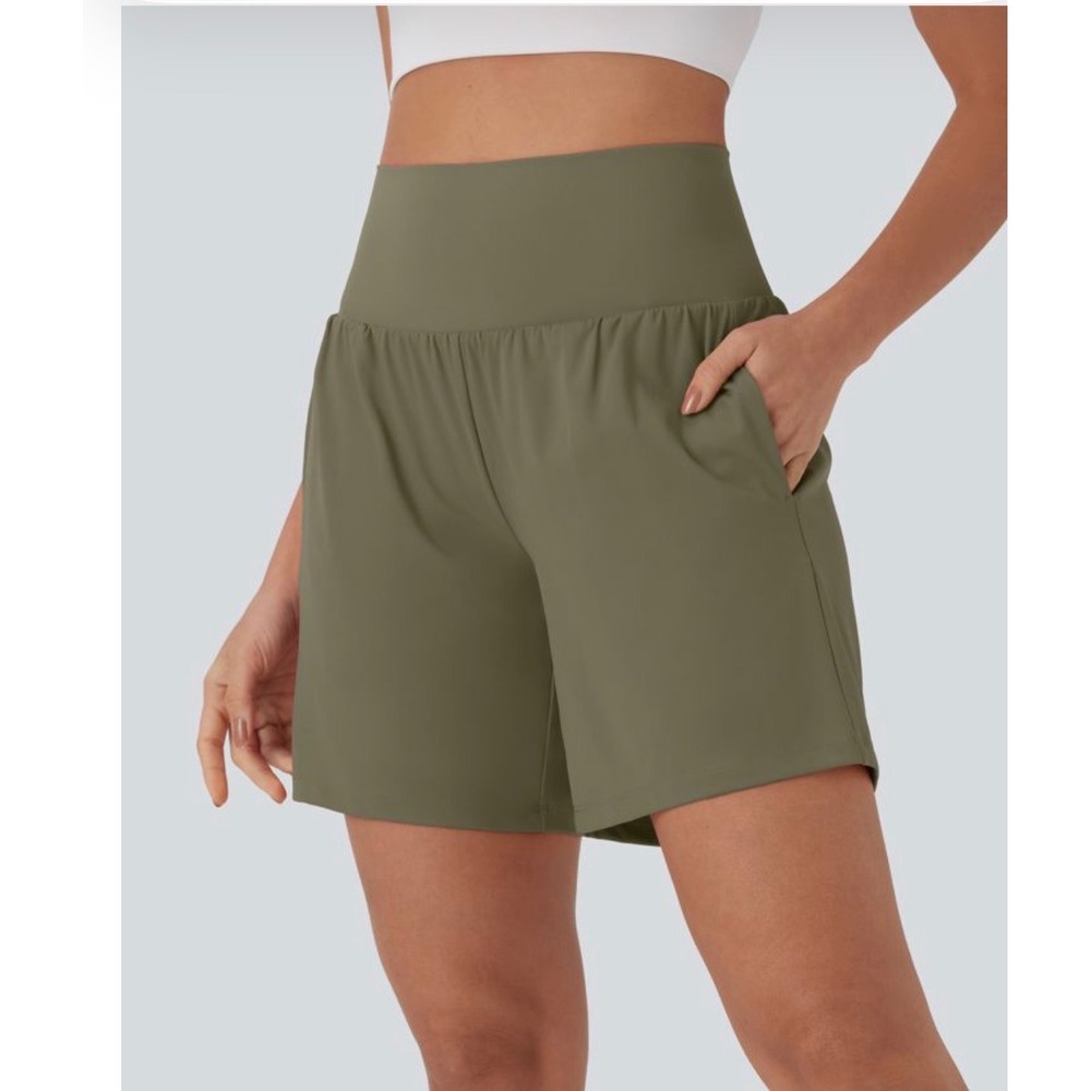 Halara Olive Green High Waisted Active Shorts Womens Size M Long Q02834666